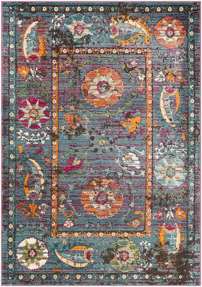 Herati HER-2302 Aqua Synthetic Traditional Rug