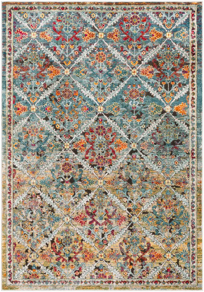Herati HER-2303 Aqua Traditional Bordered Rug
