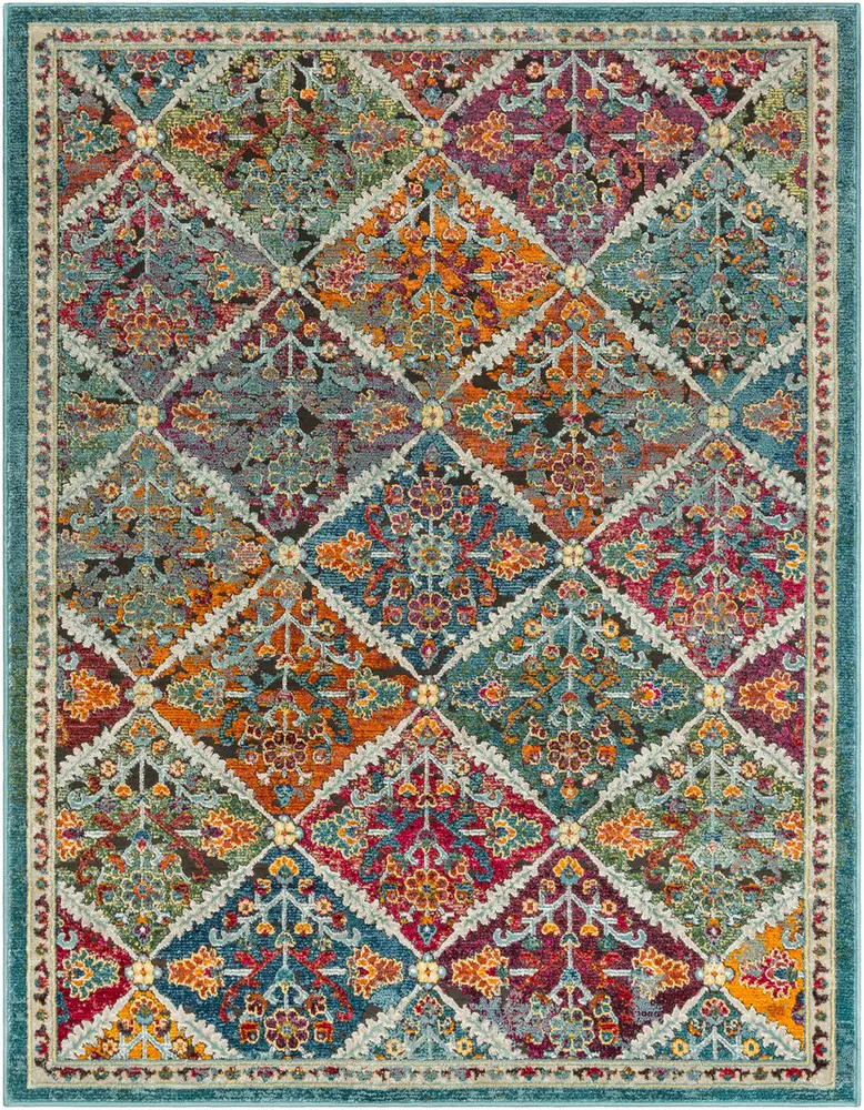 Herati HER-2304 Bright Orange Bordered Synthetic Rug