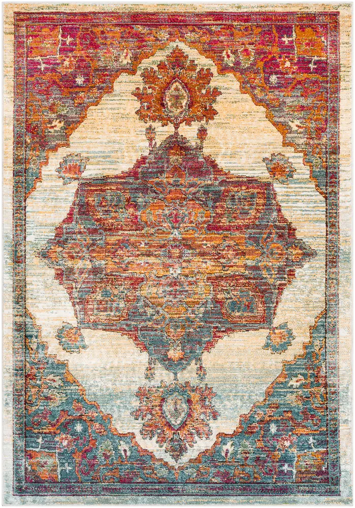 Herati HER-2308 Bright Pink Synthetic Bordered Rug