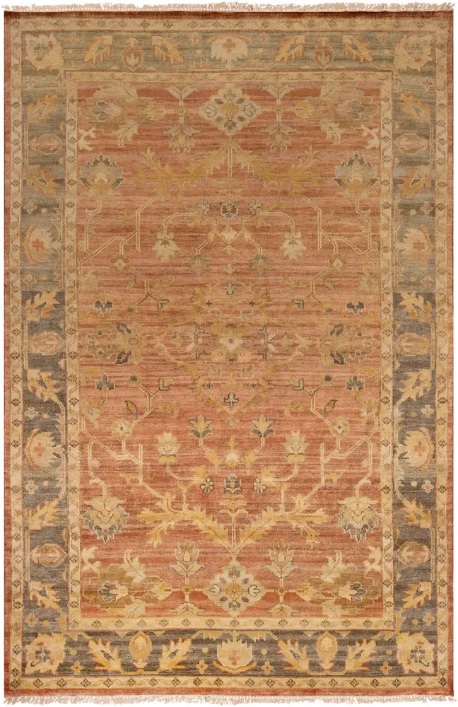 Hillcrest HIL-9009 Tan Bordered Traditional Rug