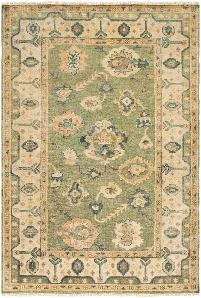 Hillcrest HIL-9017 Dark Green Traditional Wool Rug