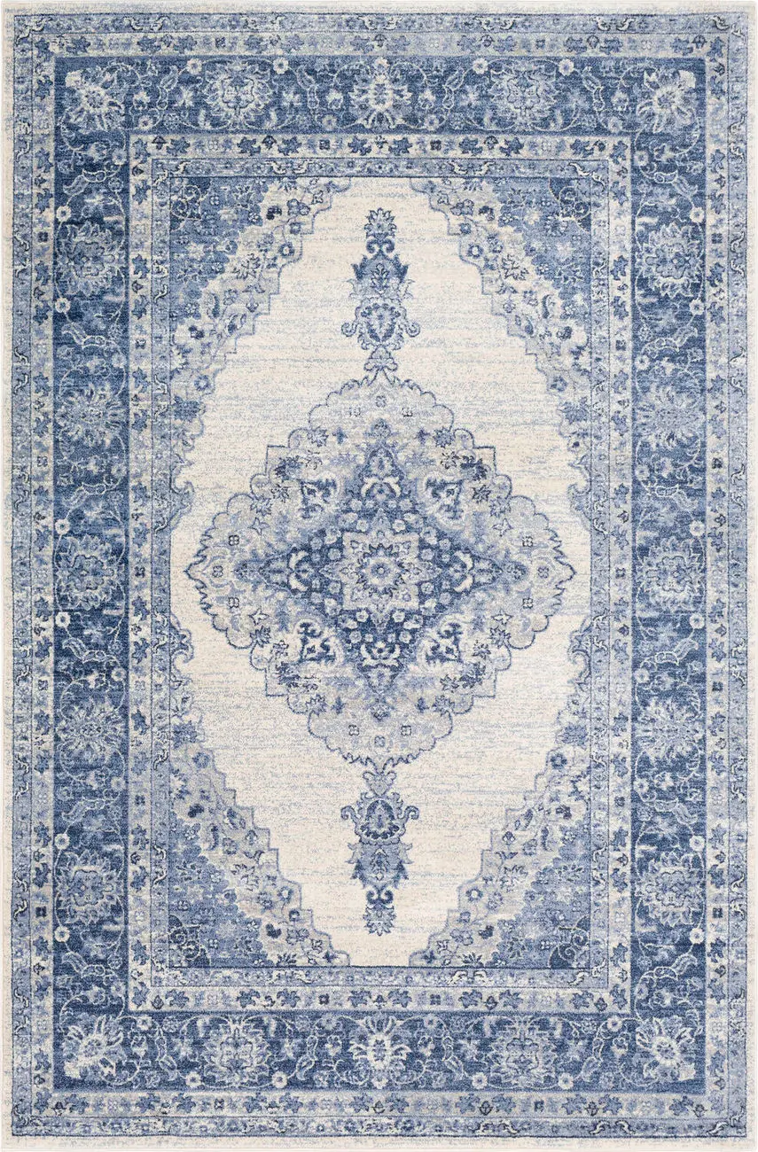 Alchird ALD-2305 Blue Bordered Traditional Rug