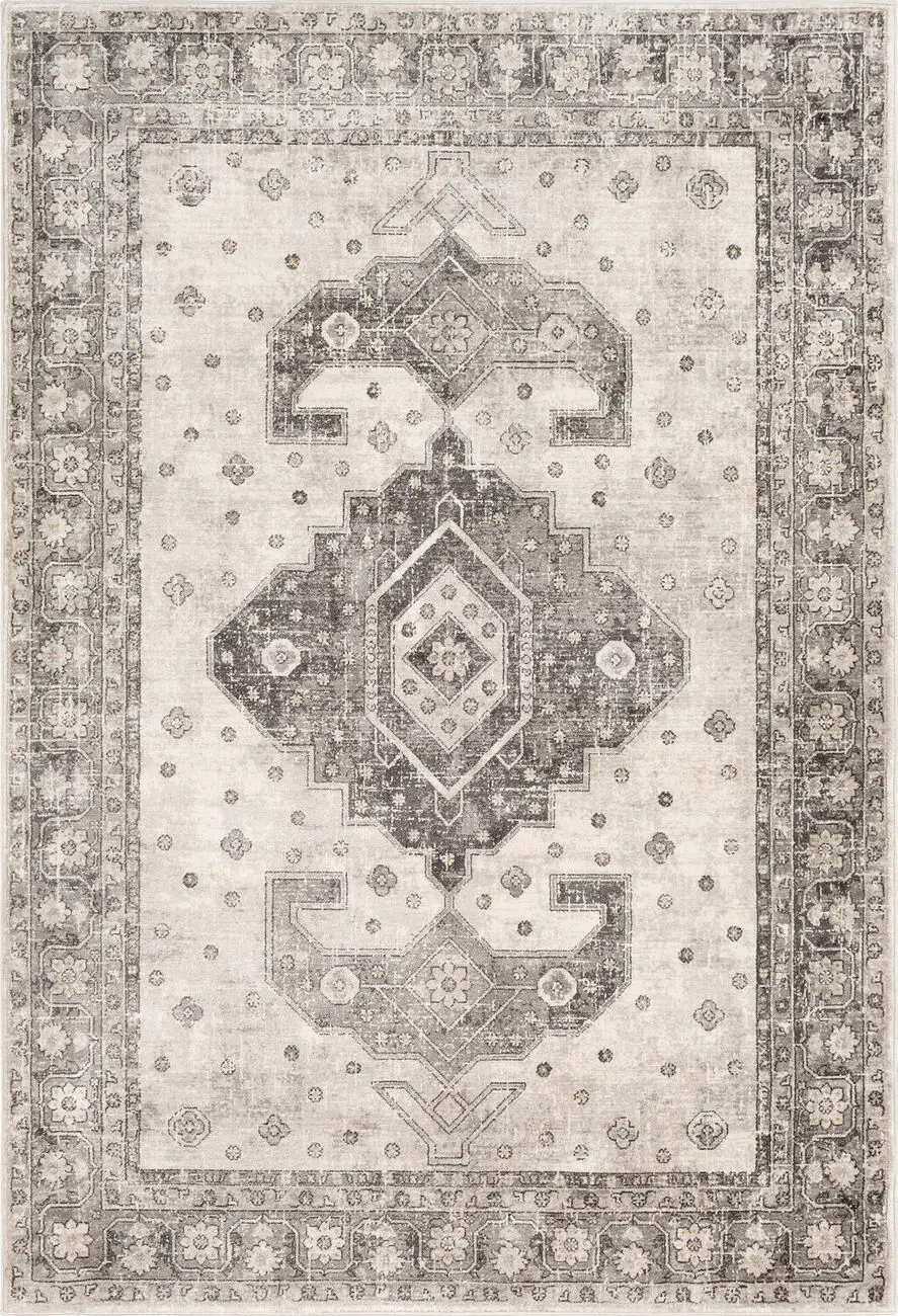 Alchird ALD-2322 Gray Synthetic Bordered Rug