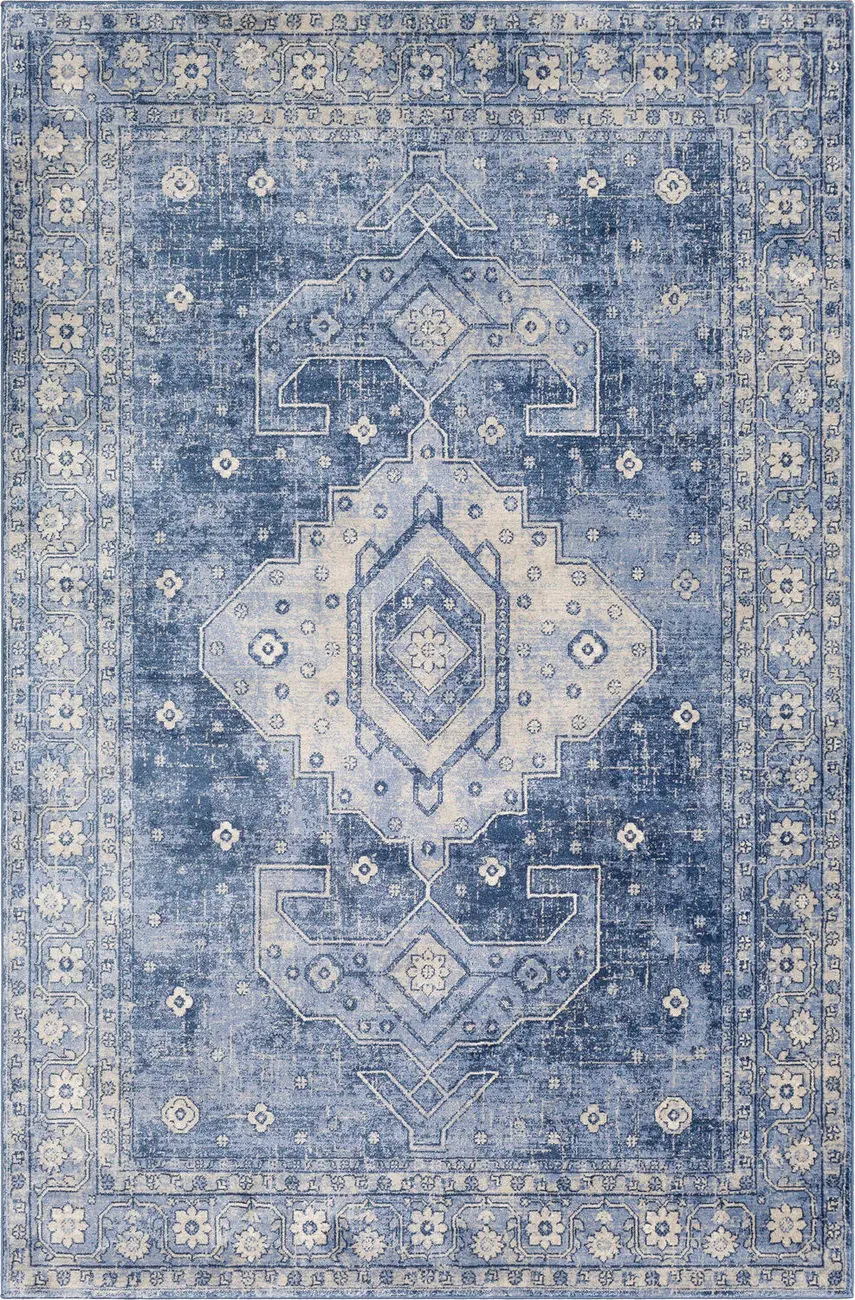 Alchird ALD-2323 Blue Bordered Synthetic Rug