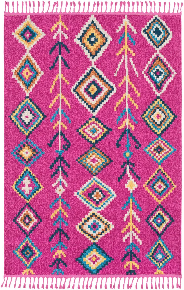 Love LOV-2305 Bright Pink Patterned Synthetic Rug