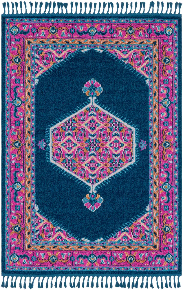 Love LOV-2307 Navy Bordered Traditional Rug