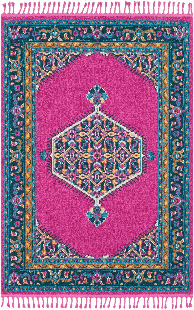 Love LOV-2308 Bright Pink Traditional Bordered Rug