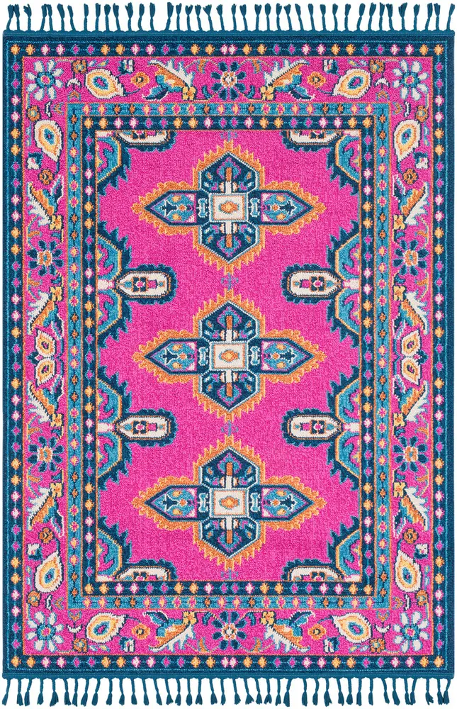 Love LOV-2311 Bright Pink Bordered Transitional Rug