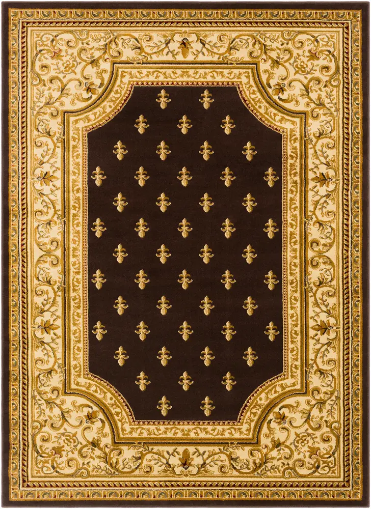 Marash MAH-4605 Dark Brown Bordered Traditional Rug