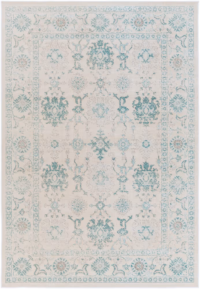 Surya Mavrick MAV-7013 Teal Synthetic Bordered Rug