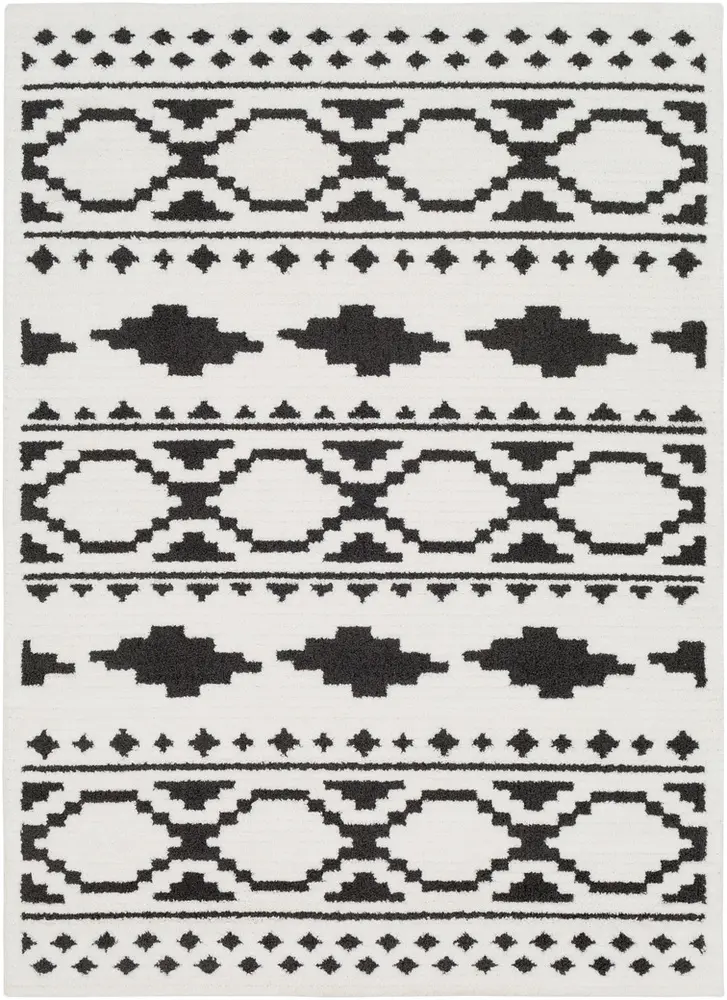 Moroccan Shag MCS-2305 Black Abstract Synthetic Rug