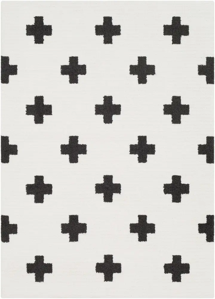 Moroccan Shag MCS-2306 Black Patterned Shag Rug