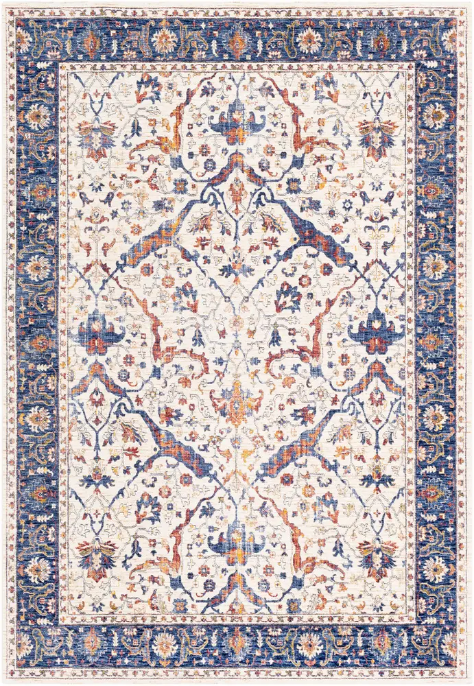 Mahal MHL-2303 Navy Bordered Traditional Rug