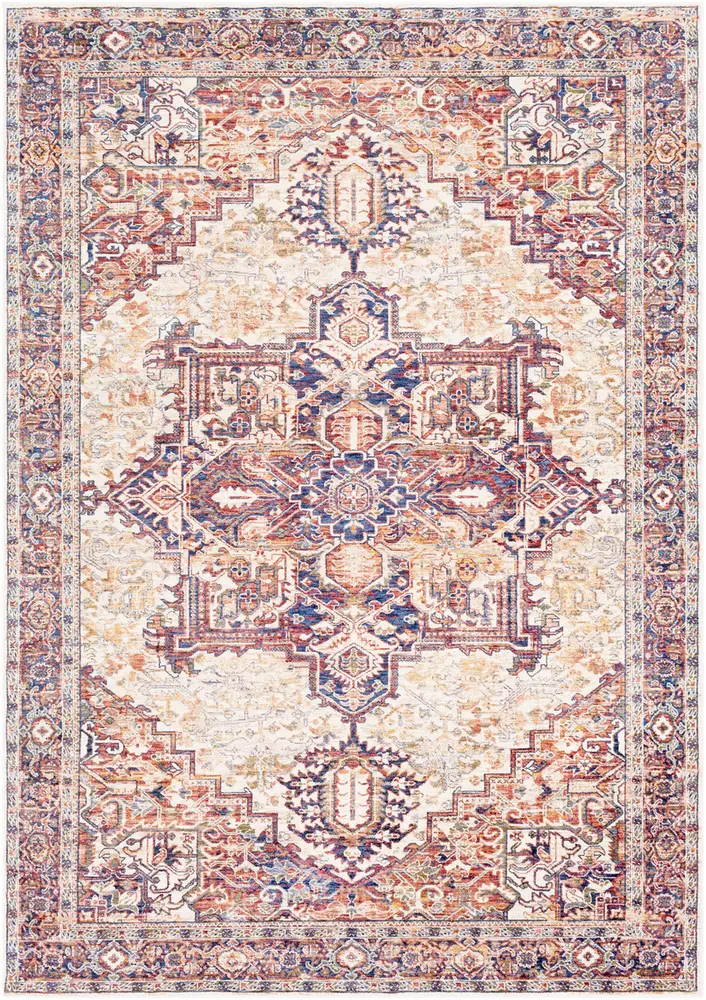 Mahal MHL-2311 Navy Synthetic Bordered Rug