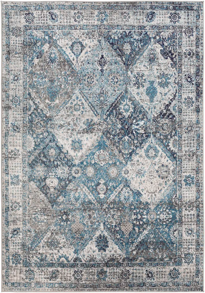 Monte Carlo MNC-2317 Sky Blue Bordered Synthetic Rug