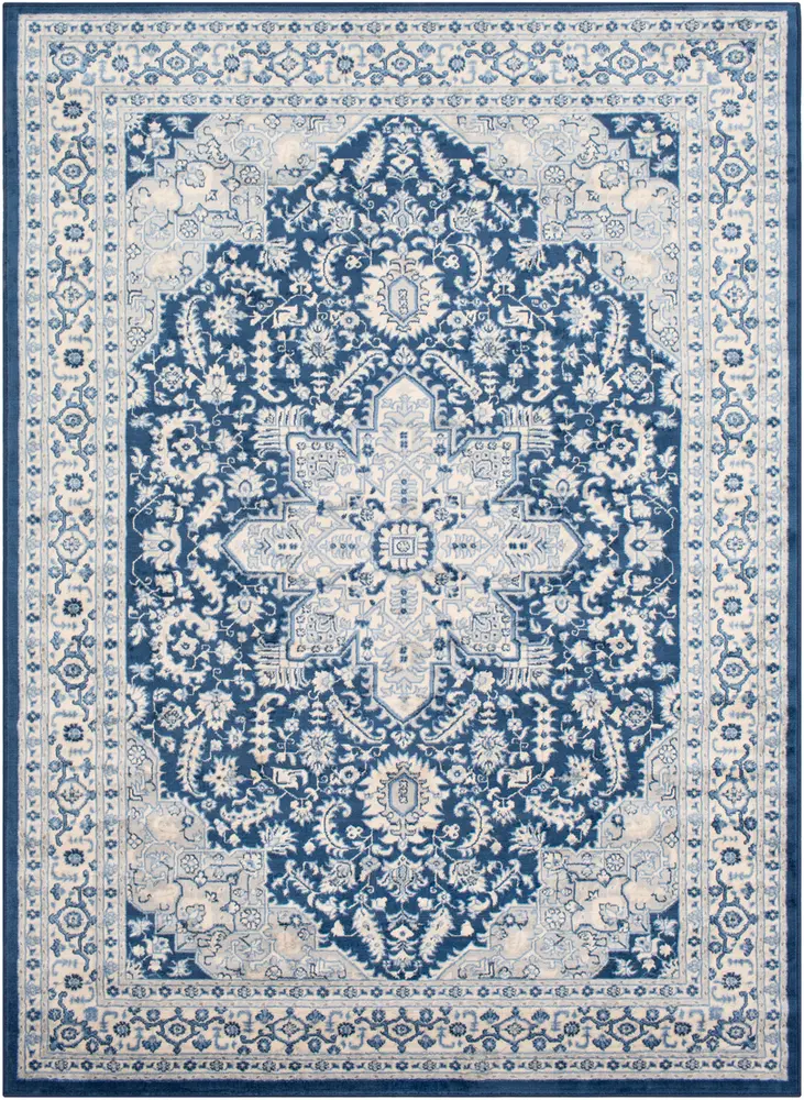 Monaco MOC-2314 Navy Synthetic Bordered Rug