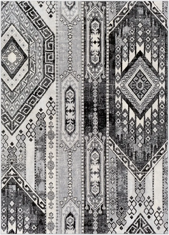 Monaco MOC-2325 Black Abstract Synthetic Rug