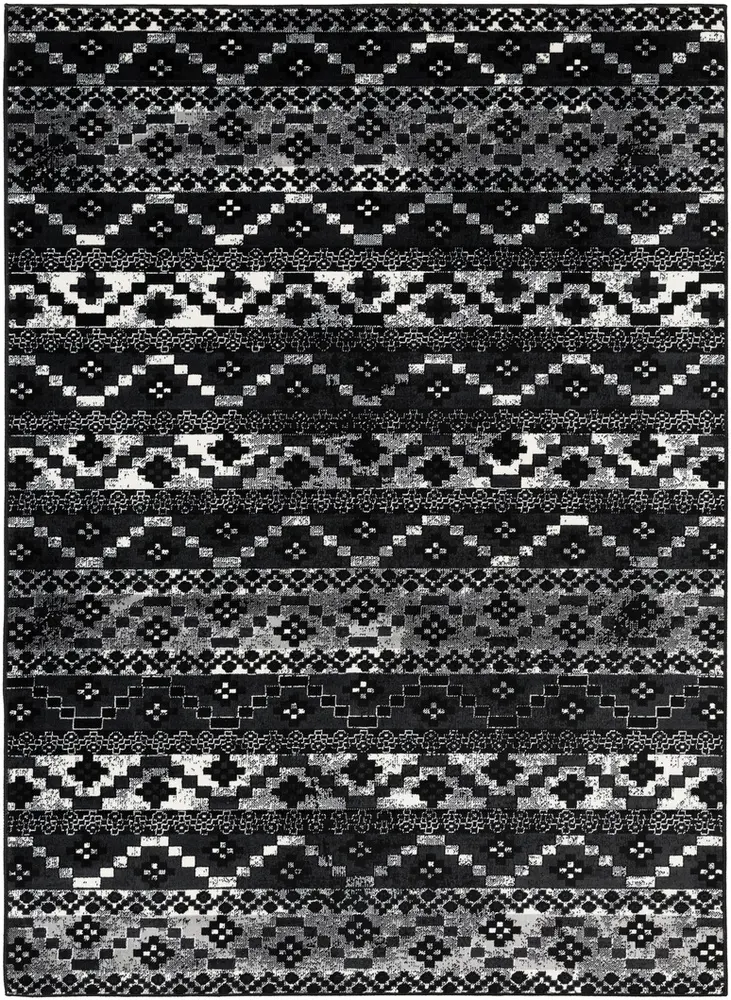 Mumbai MUM-2320 Black Abstract Synthetic Rug