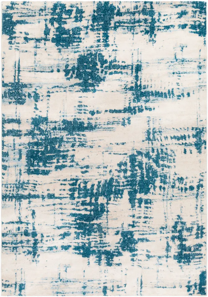 Notting Hill NHL-2302 Teal Synthetic Abstract Rug