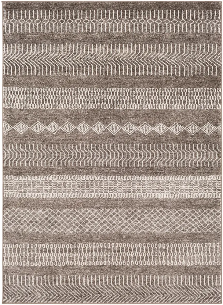 Nepali NPI-2310 Dark Brown Abstract Patterned Rug