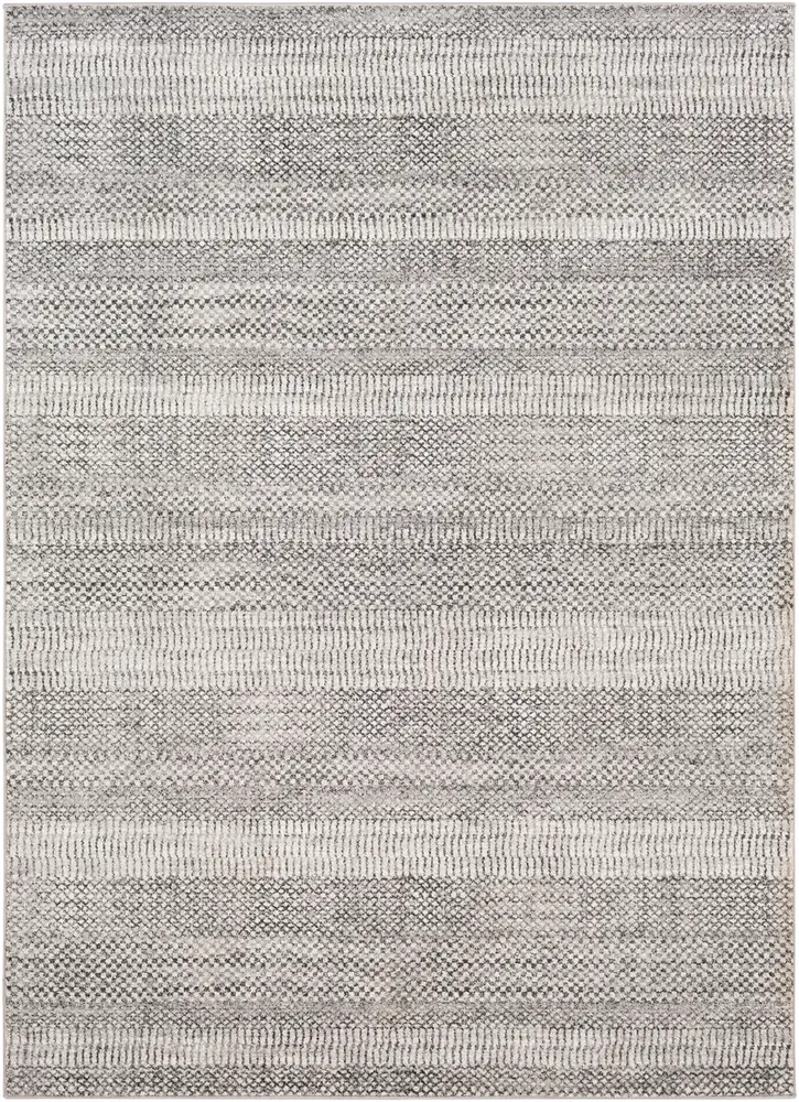 Nepali NPI-2313 Medium Gray Abstract Striped Rug