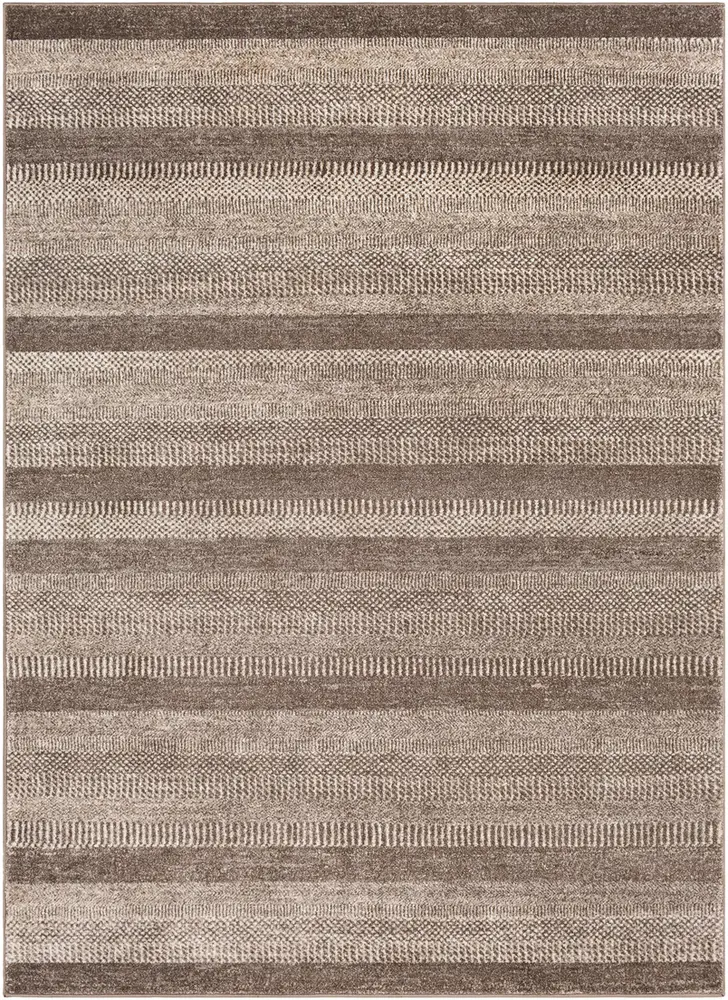 Nepali NPI-2315 Dark Brown Striped Abstract Rug
