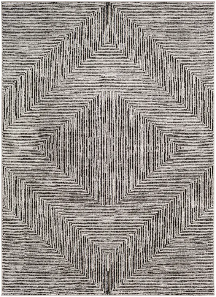 Nepali NPI-2316 Black Abstract Patterned Rug