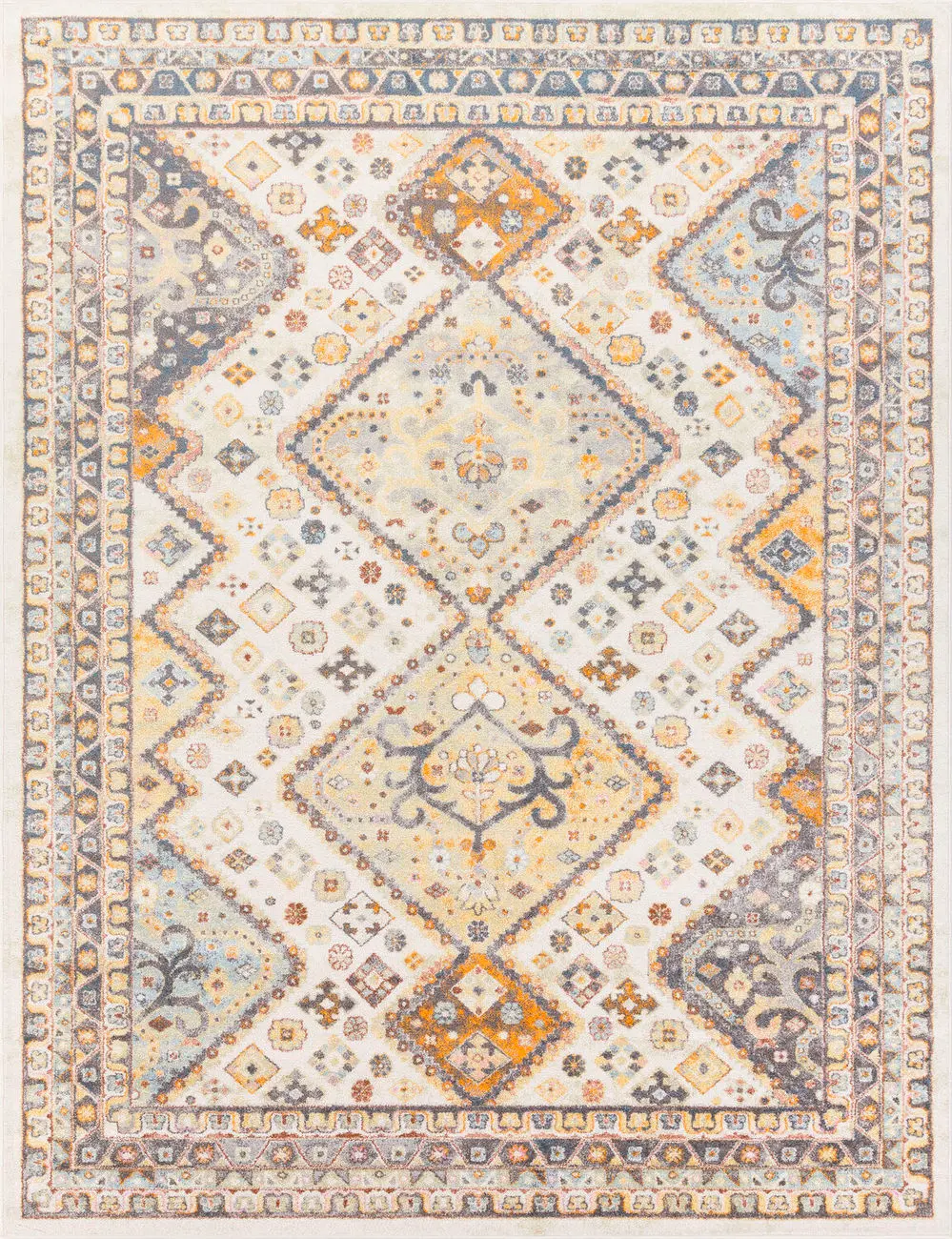 Modern Loom Alkalhail ALKA-2313 Orange Bordered Synthetic Rug