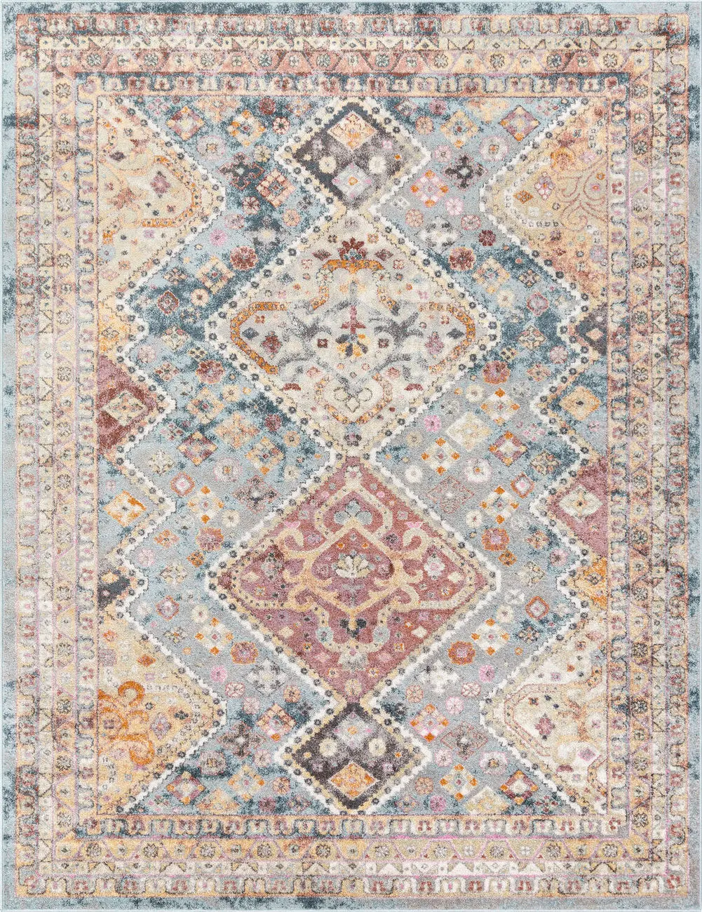 Modern Loom Alkalhail ALKA-2314 Blue Transitional Bordered Rug