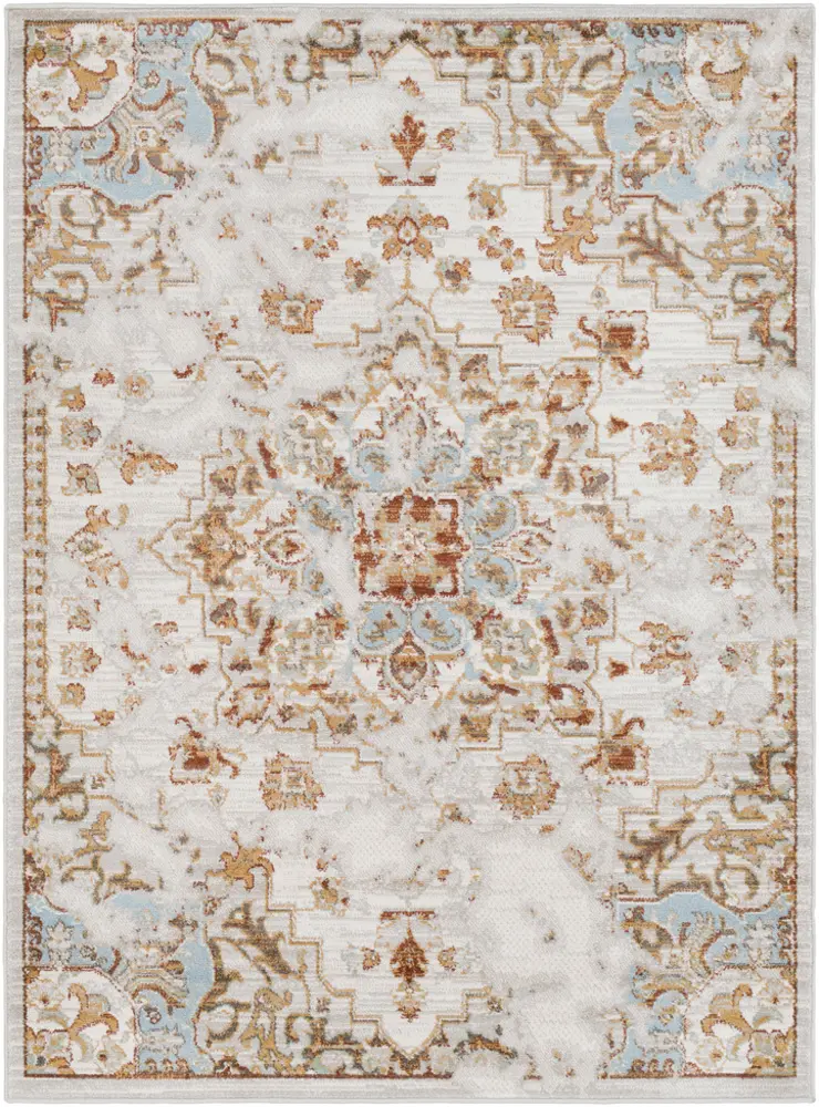 Oushak OUS-2300 Light Gray Synthetic Traditional Rug