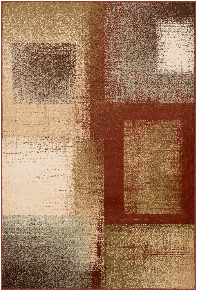 Allbush ALLB-1078 Dark Red Synthetic Abstract Rug
