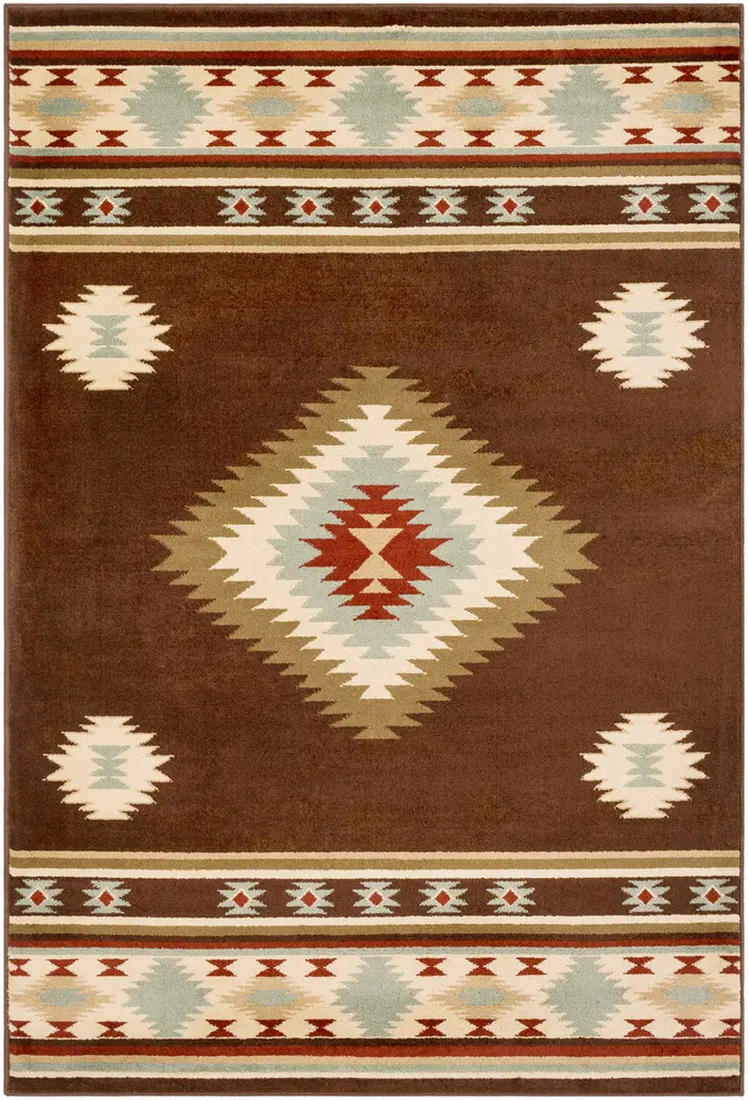 Allbush ALLB-1083 Dark Brown Synthetic Abstract Rug
