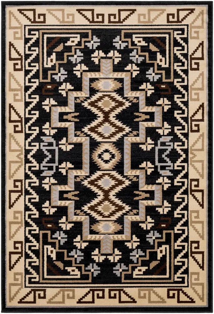 Allbush ALLB-1088 Black Abstract Synthetic Rug