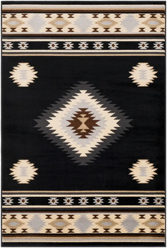 Allbush ALLB-1095 Black Southwestern Synthetic Rug