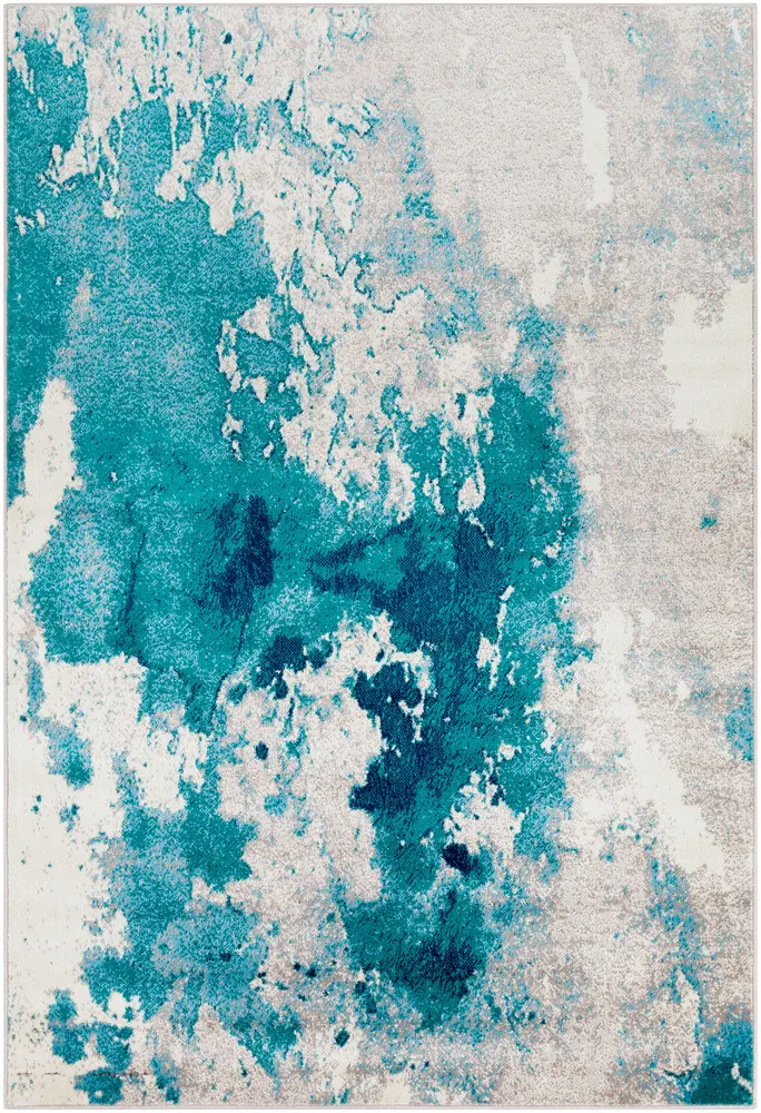 Allbush ALLB-1106 Teal Synthetic Abstract Rug
