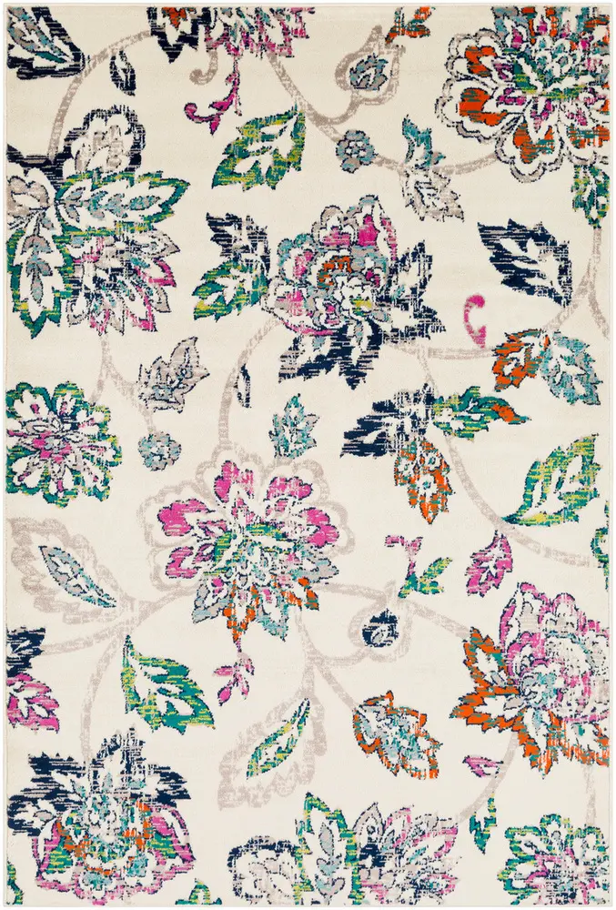 Allbush ALLB-1115 Fuschia Synthetic Floral Rug