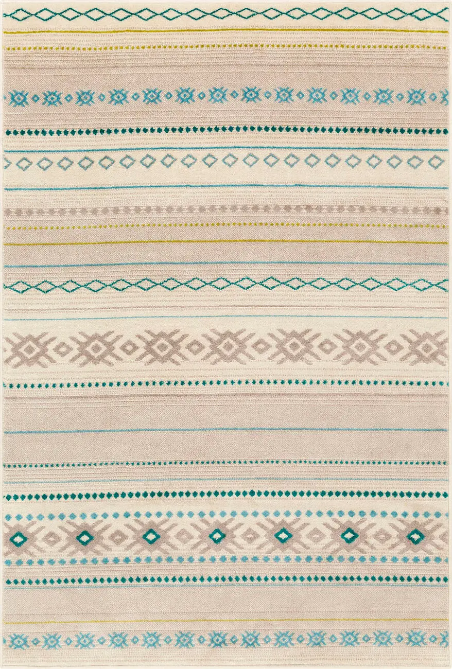 Allbush ALLB-1118 Blue Synthetic Striped Rug