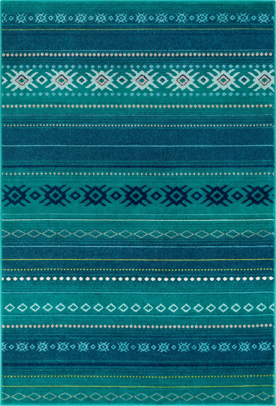 Allbush ALLB-1119 Blue Striped Synthetic Rug