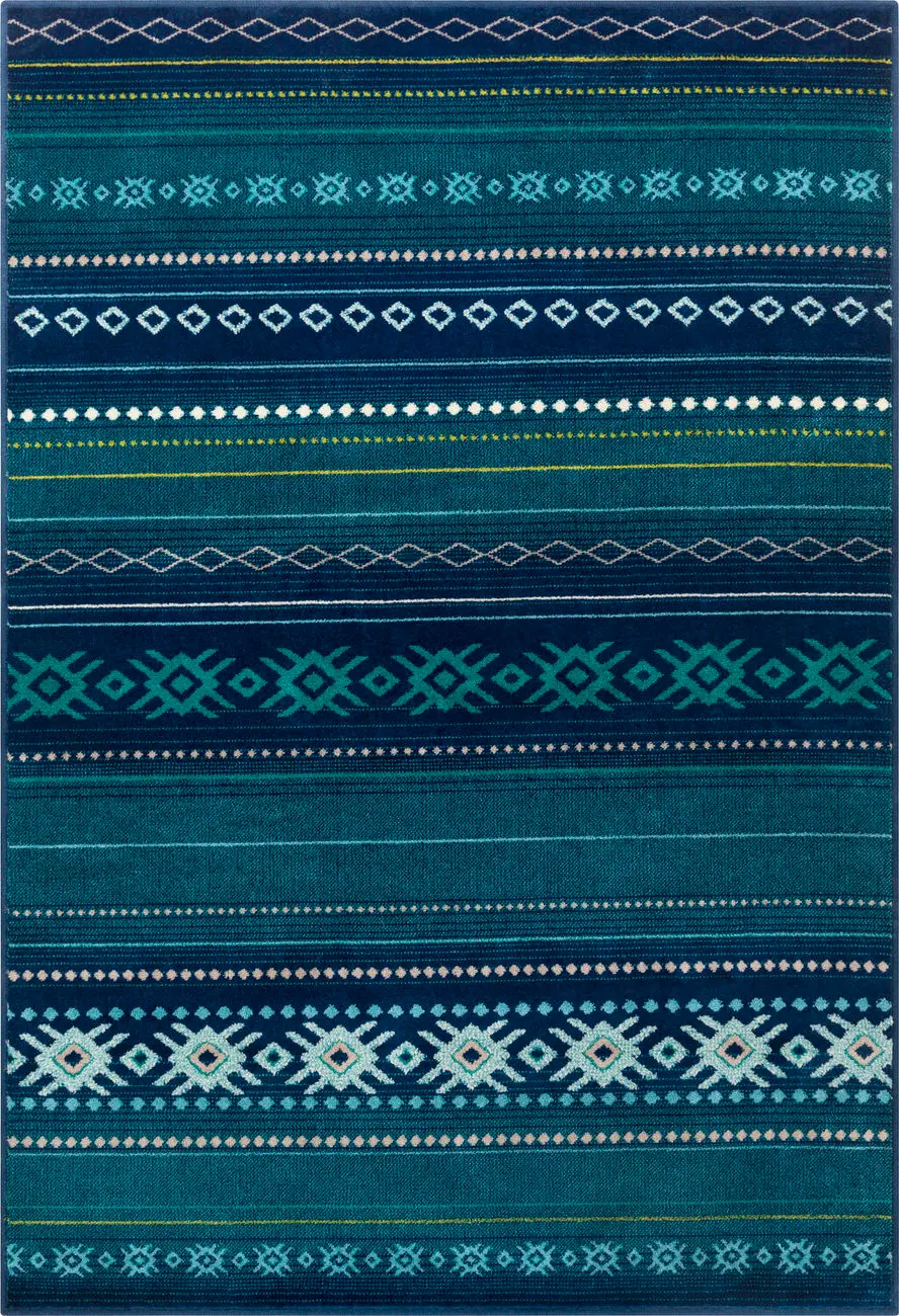 Allbush ALLB-1120 Blue Synthetic Striped Rug