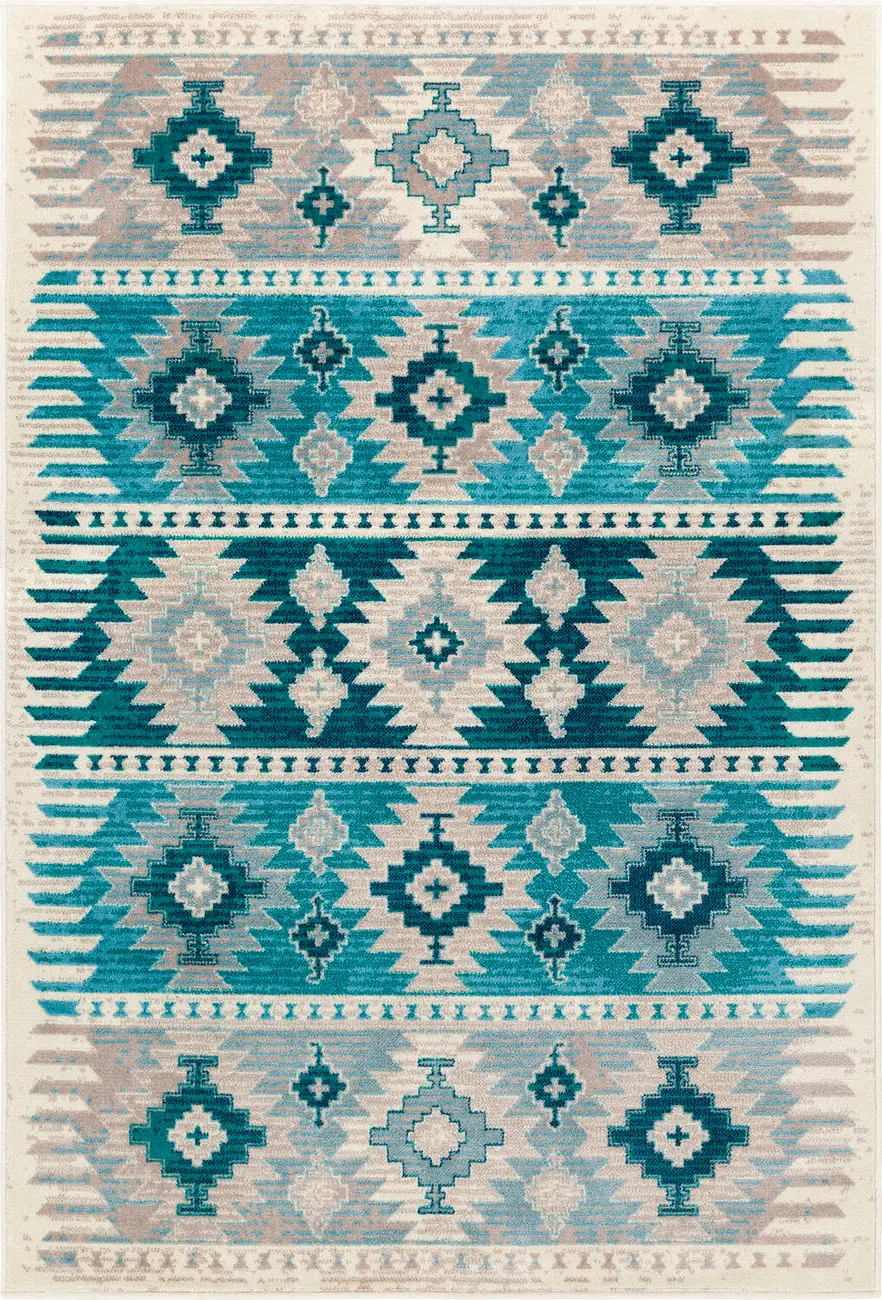 Allbush ALLB-1121 Blue Southwestern Synthetic Rug