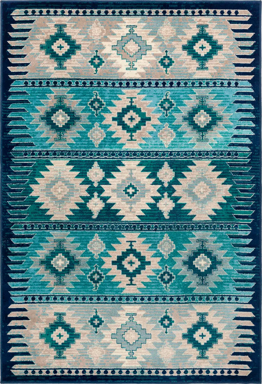 Allbush ALLB-1122 Blue Southwestern Synthetic Rug