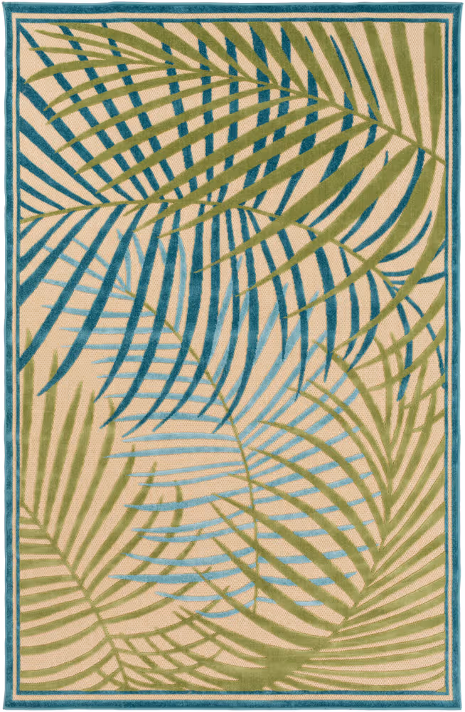 Surya Portera PRT-1064 Sky Blue Floral Synthetic Rug
