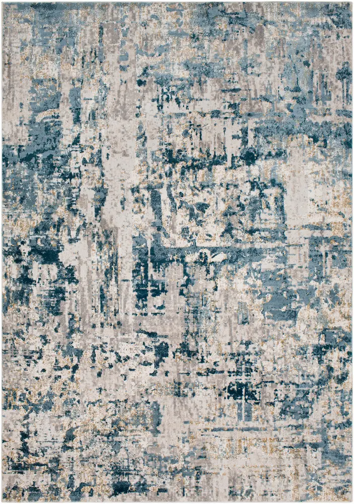 Quatro QUA-2303 Denim Abstract Traditional Rug