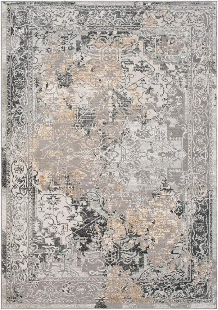 Quatro QUA-2304 Medium Gray Synthetic Traditional Rug