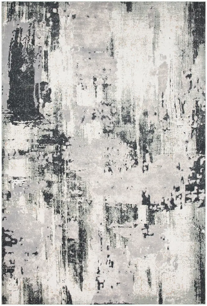 Quatro QUA-2307 Charcoal Abstract Synthetic Rug