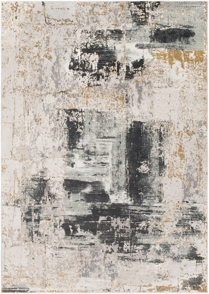 Quatro QUA-2308 Silver Gray Abstract Synthetic Rug