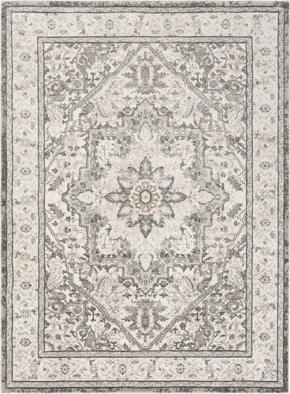 Quatro QUA-2315 Gray Floral Synthetic Rug