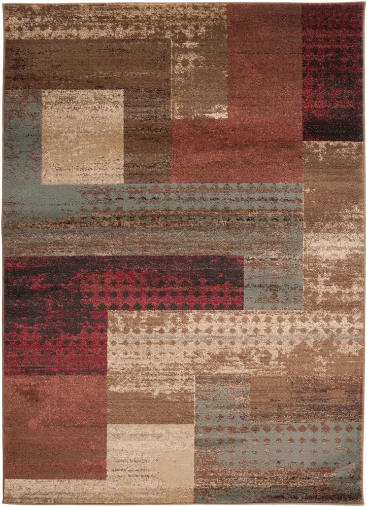 Riley RLY-5004 Dark Red Abstract Synthetic Rug