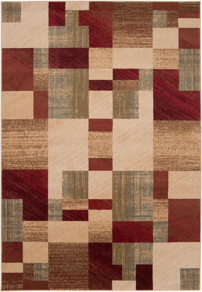 Riley RLY-5006 Dark Red Synthetic Abstract Rug